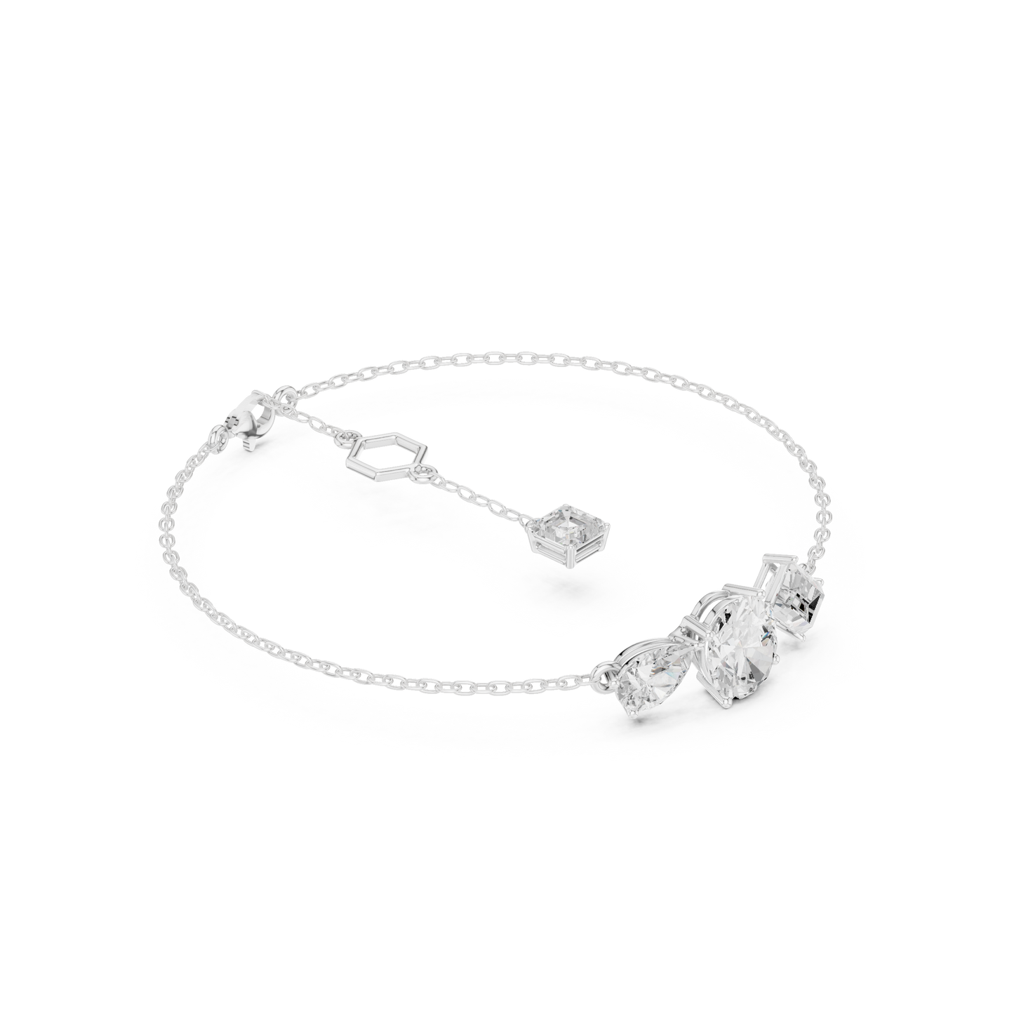 Elegant Multi-Shape Diamond Chain Bracelet for Women