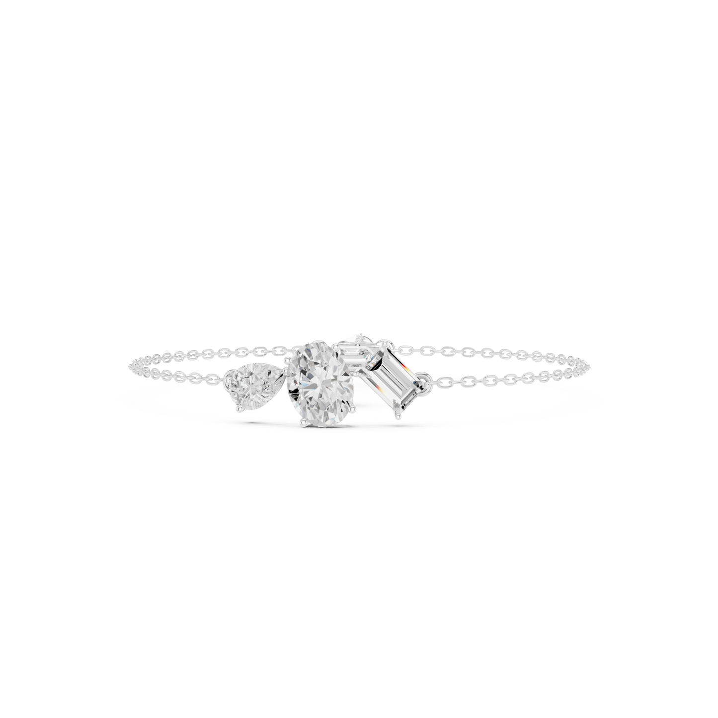 Elegant Multi-Shape Diamond Chain Bracelet for Women