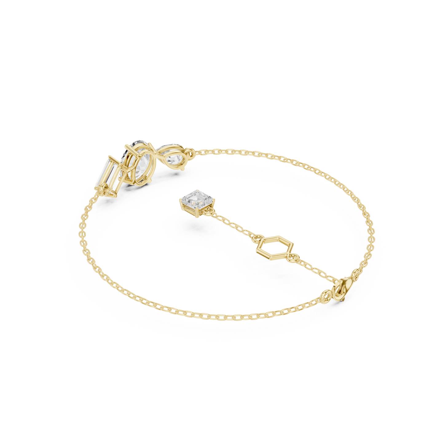 Elegant Multi-Shape Diamond Chain Bracelet for Women