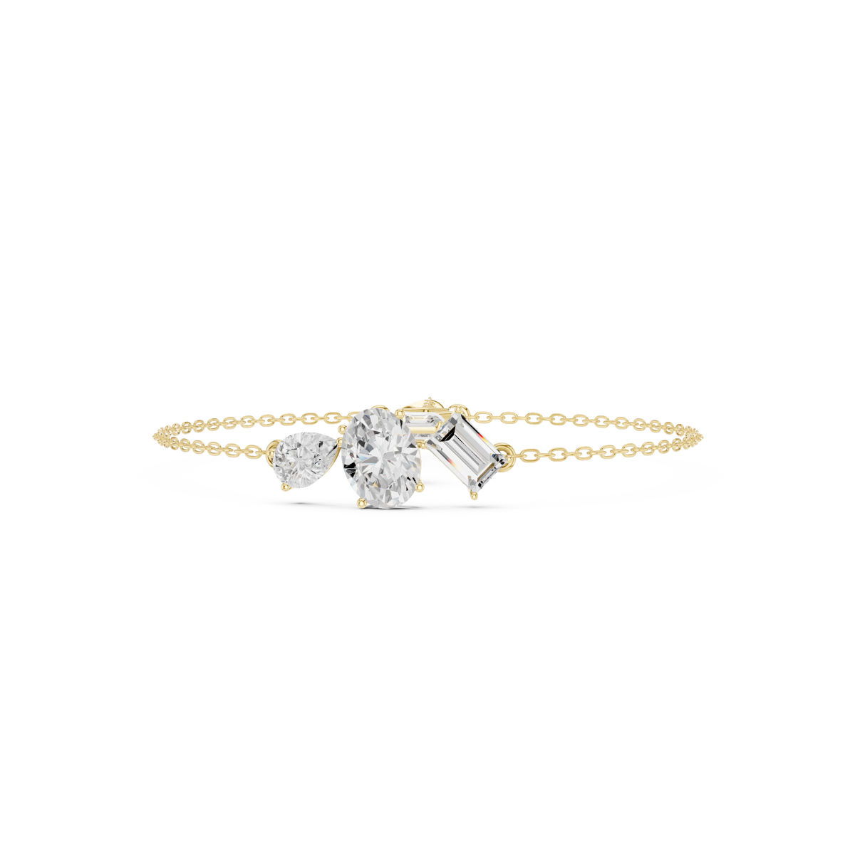 Elegant Multi-Shape Diamond Chain Bracelet for Women