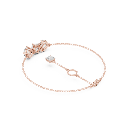 Elegant Three-Stone Diamond Chain Bracelet for Women