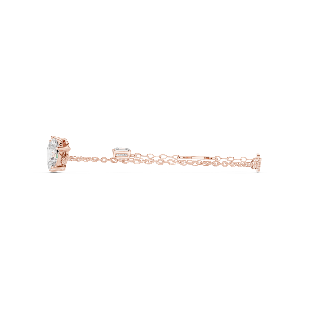 Elegant Three-Stone Diamond Chain Bracelet for Women
