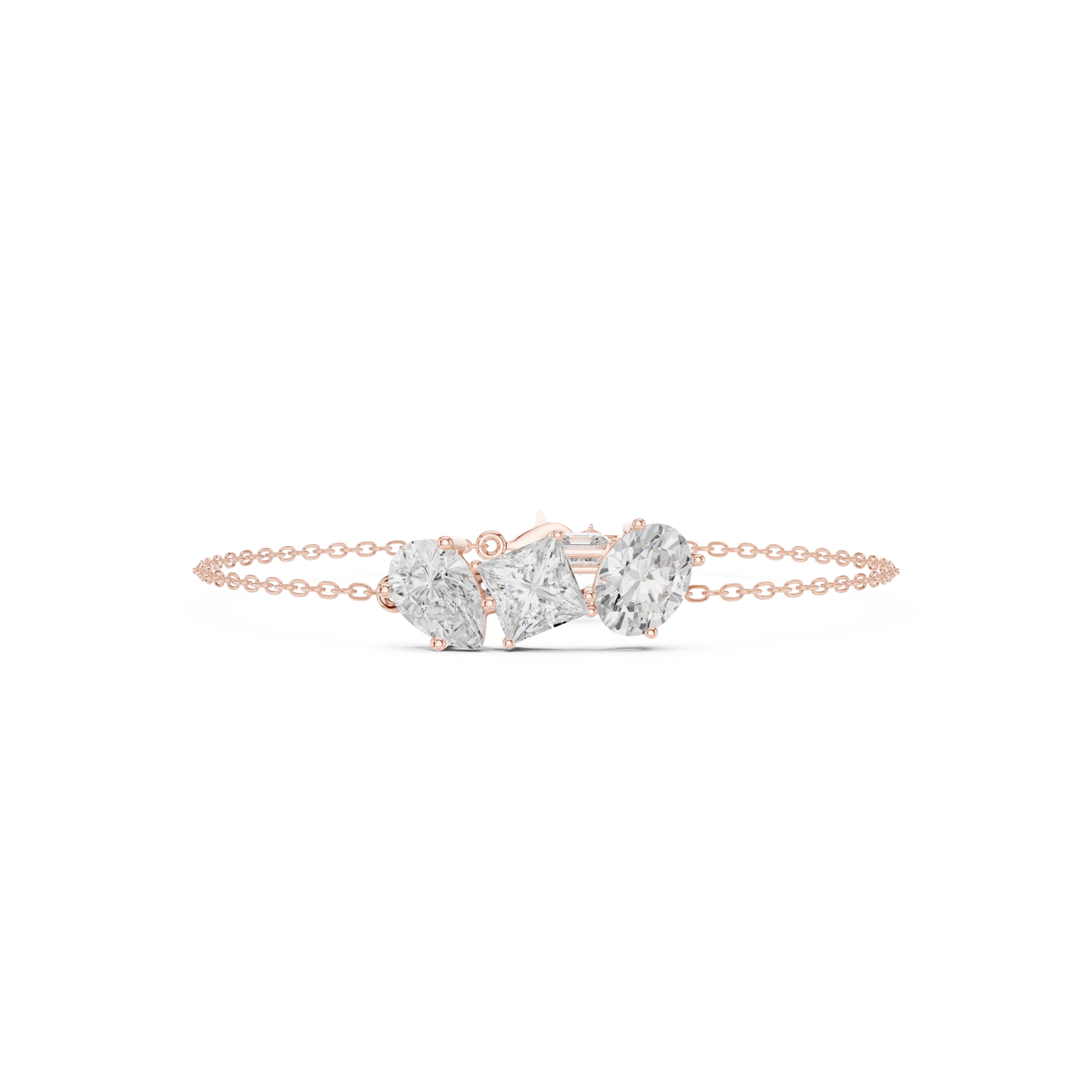 Elegant Three-Stone Diamond Chain Bracelet for Women