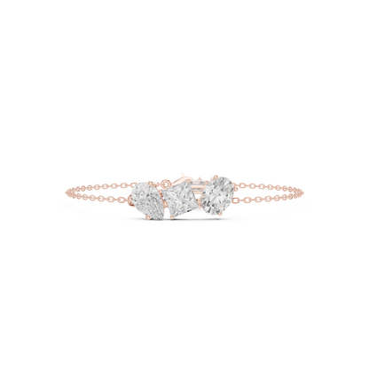 Elegant Three-Stone Diamond Chain Bracelet for Women