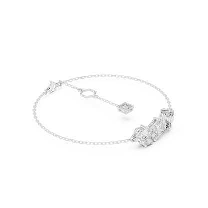 Elegant Three-Stone Diamond Chain Bracelet for Women