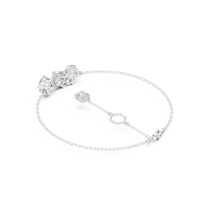 Elegant Three-Stone Diamond Chain Bracelet for Women