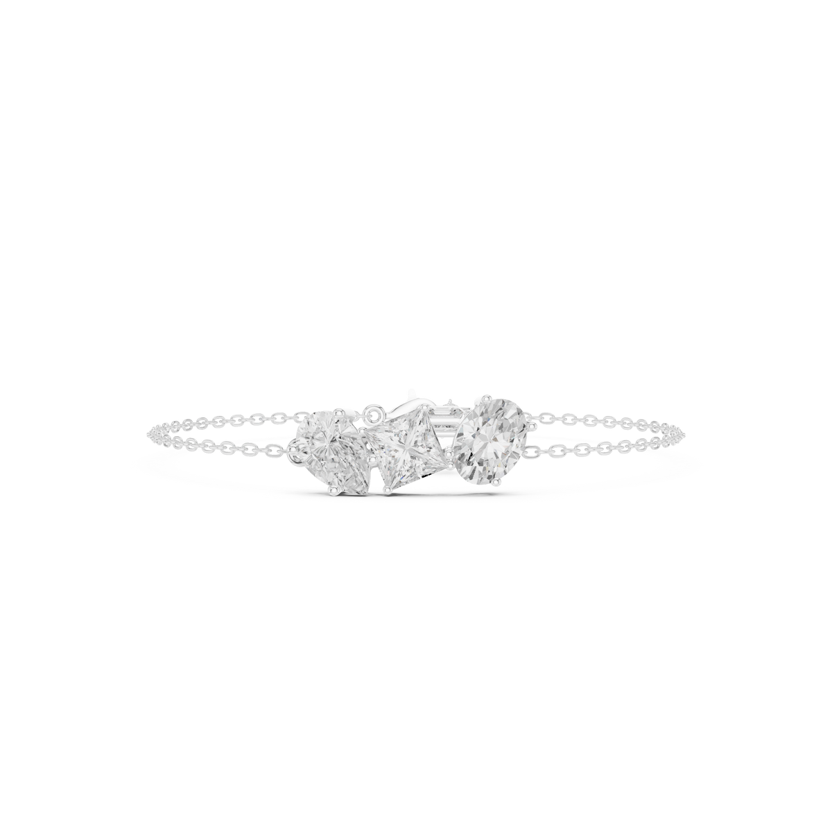 Elegant Three-Stone Diamond Chain Bracelet for Women