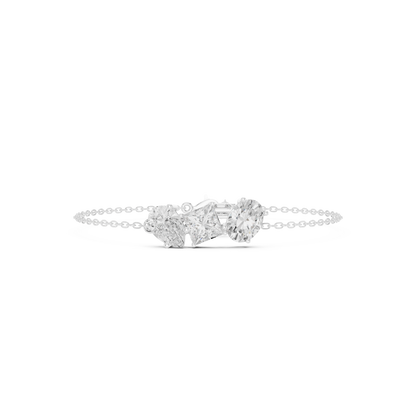 Elegant Three-Stone Diamond Chain Bracelet for Women