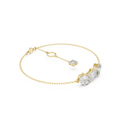 Elegant Three-Stone Diamond Chain Bracelet for Women