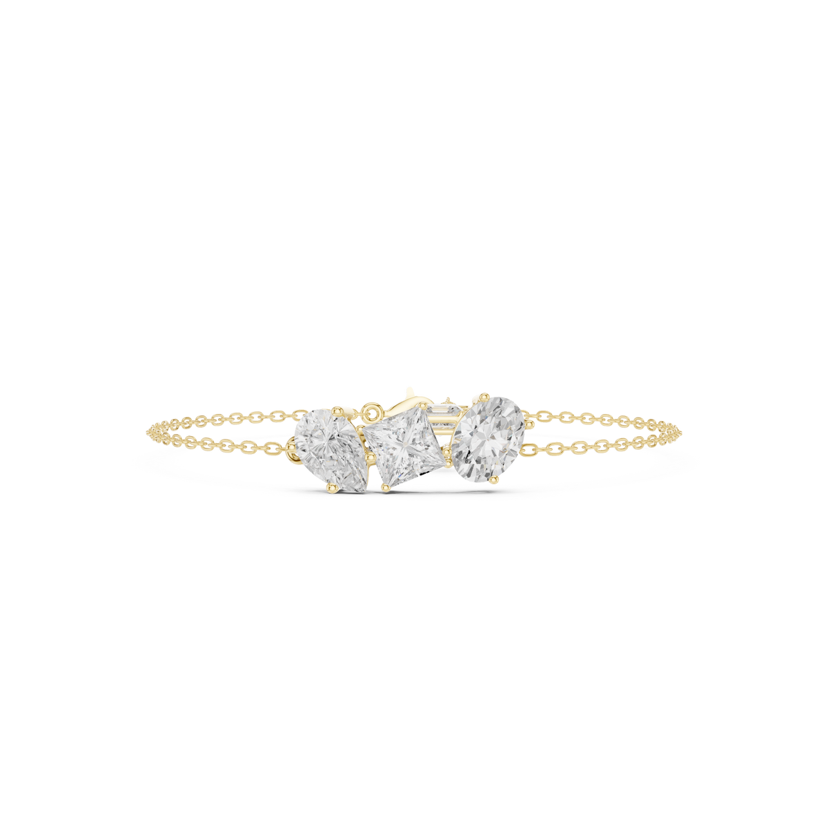 Elegant Three-Stone Diamond Chain Bracelet for Women