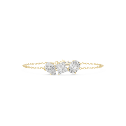 Elegant Three-Stone Diamond Chain Bracelet for Women