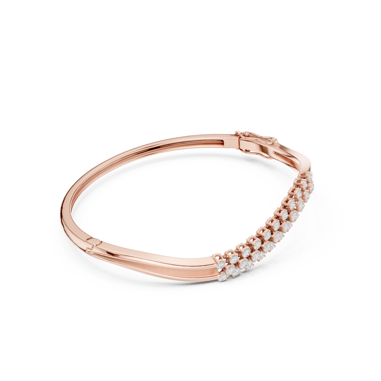 Curved Diamond Crossover Bangle Bracelet