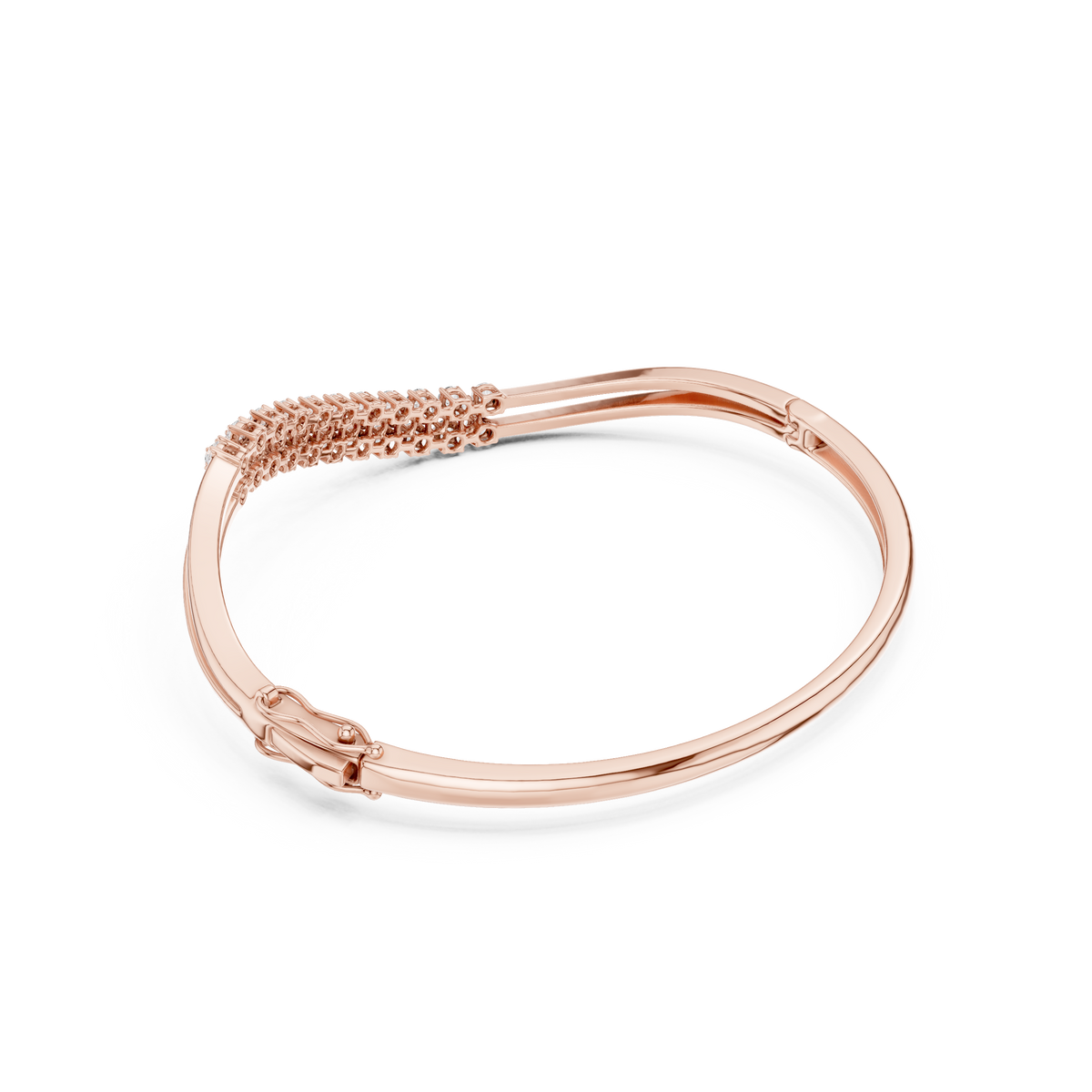 Curved Diamond Crossover Bangle Bracelet