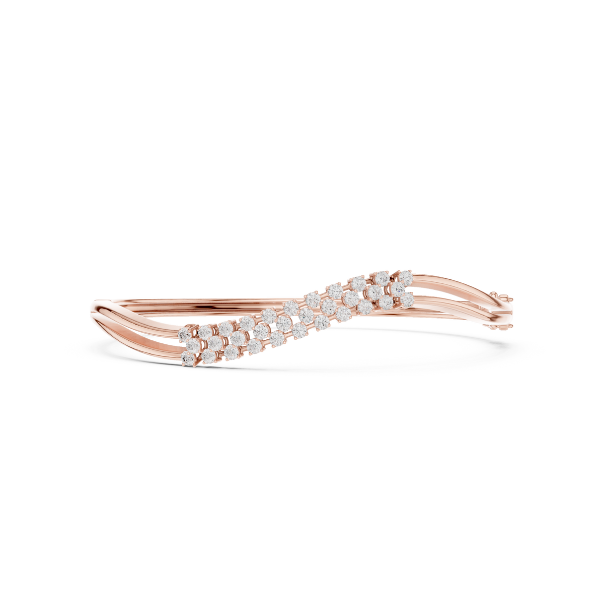 Curved Diamond Crossover Bangle Bracelet