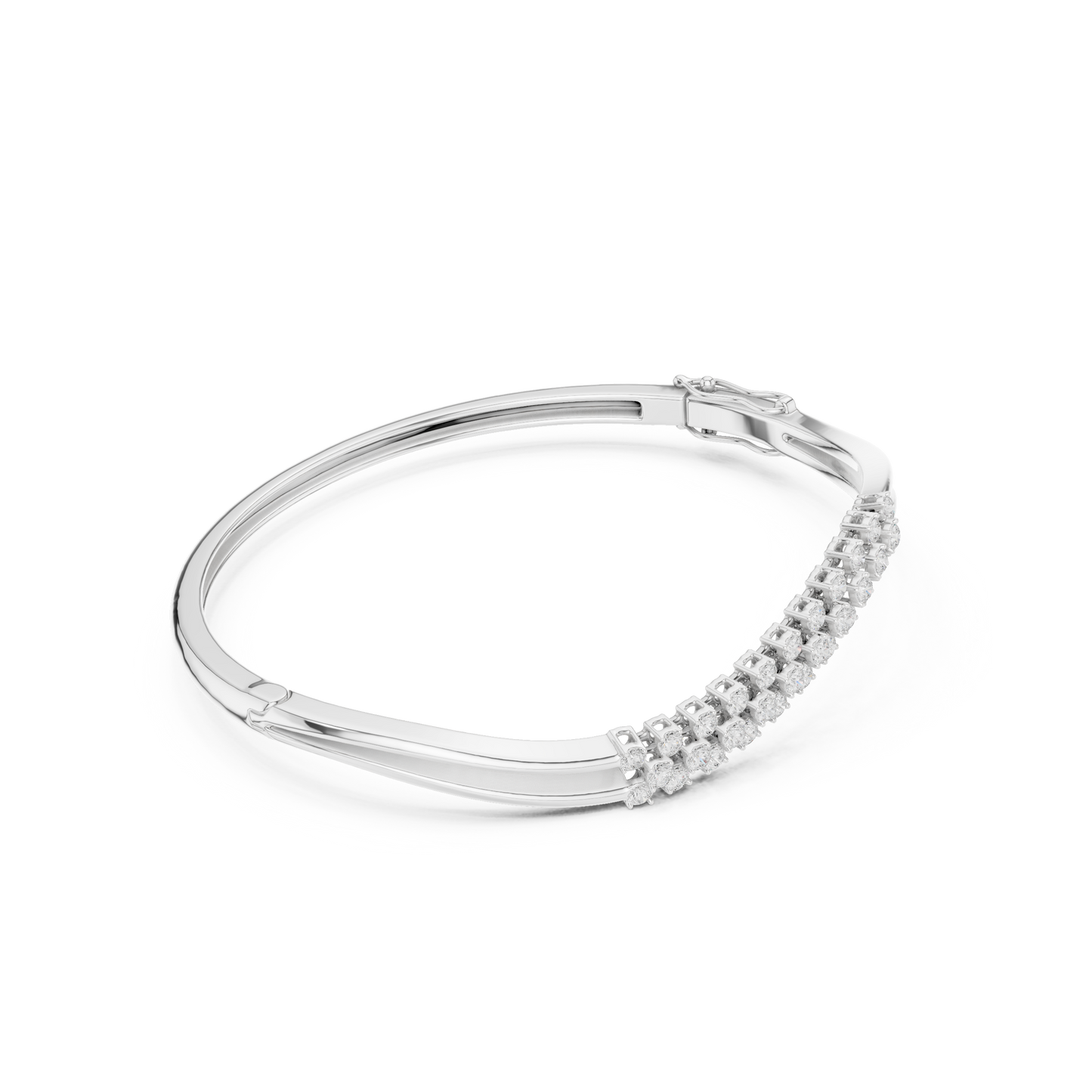 Curved Diamond Crossover Bangle Bracelet