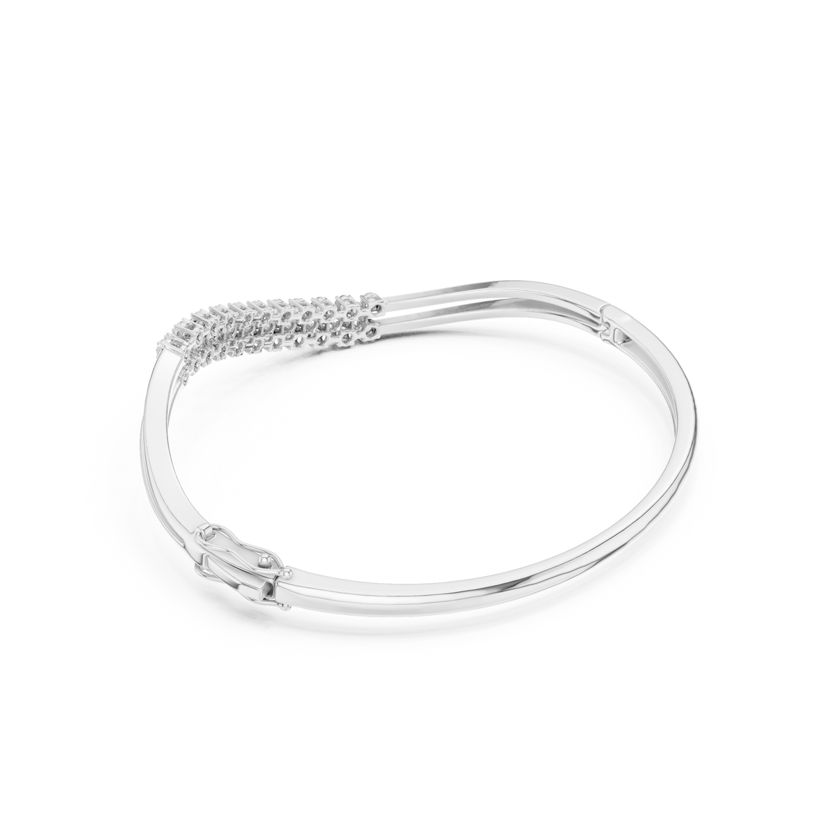 Curved Diamond Crossover Bangle Bracelet