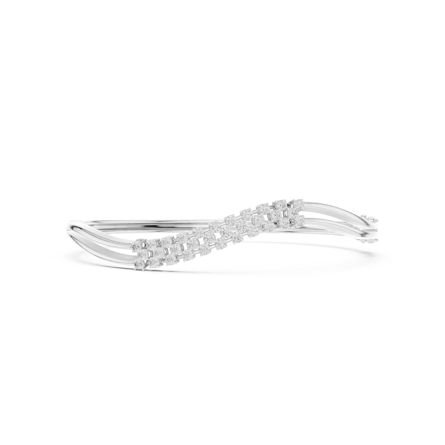 Curved Diamond Crossover Bangle Bracelet