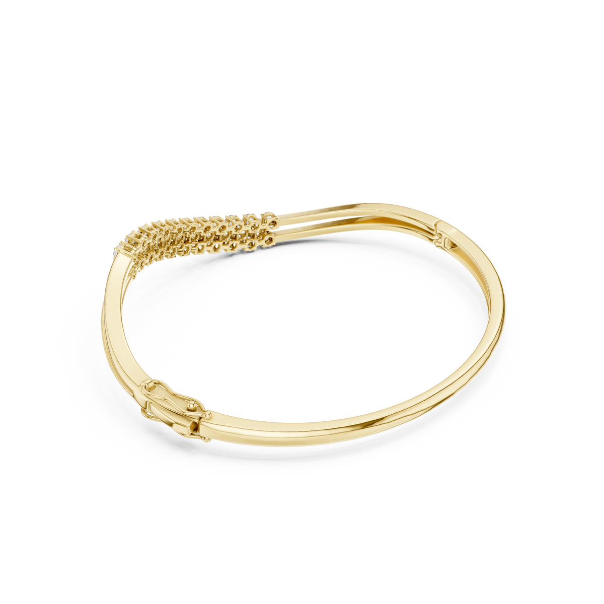 Curved Diamond Crossover Bangle Bracelet