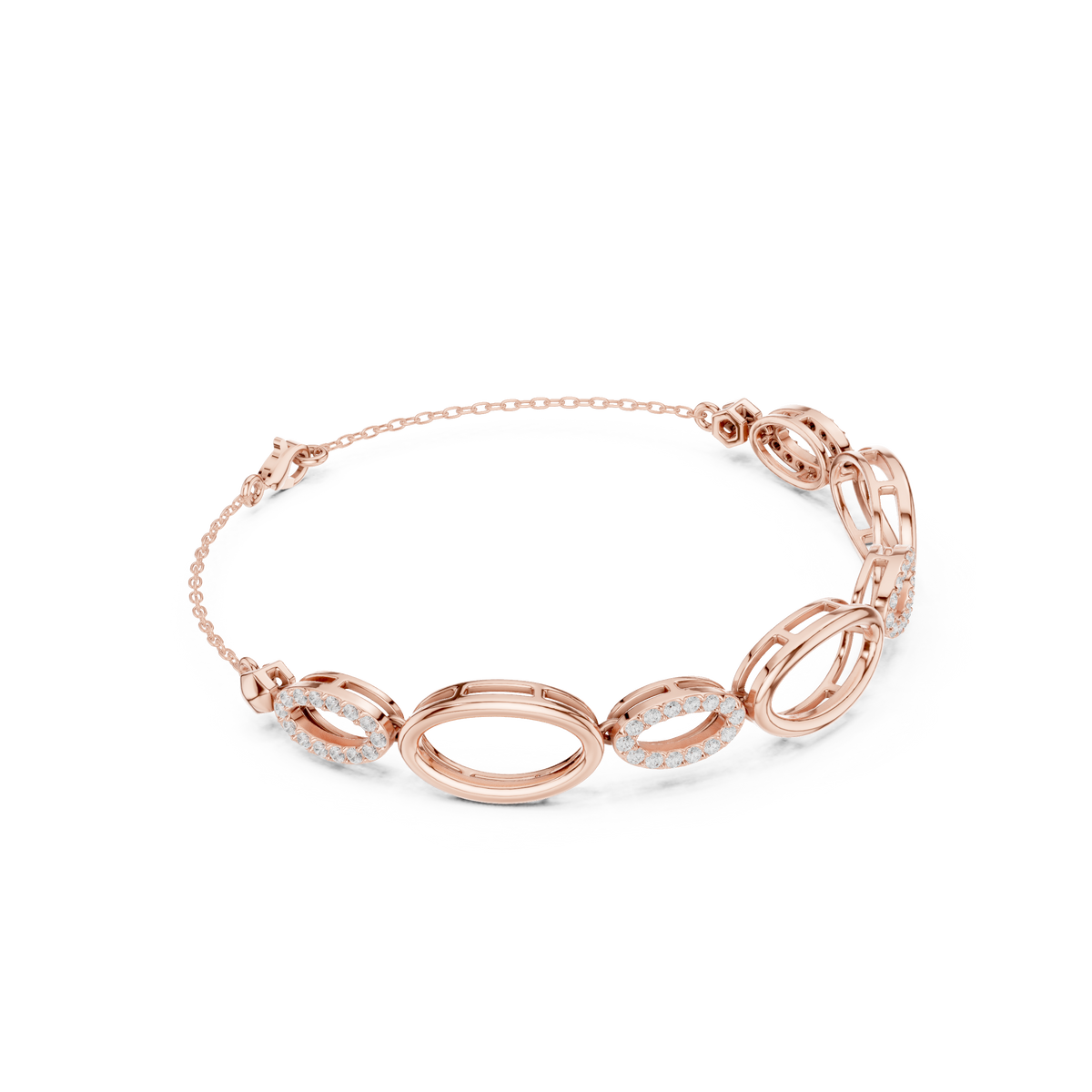 Elegant Oval Link Diamond Bracelet for Women