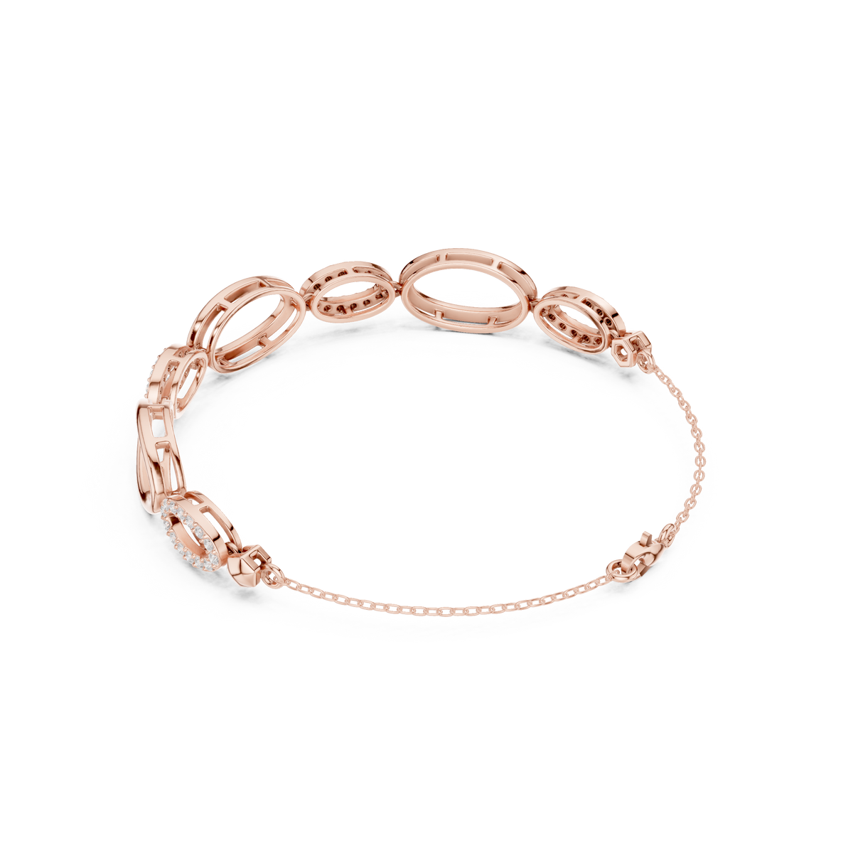 Elegant Oval Link Diamond Bracelet for Women