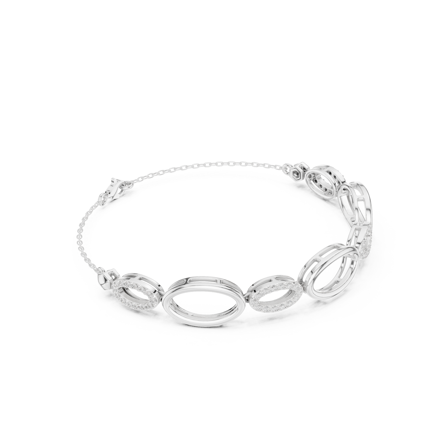Elegant Oval Link Diamond Bracelet for Women