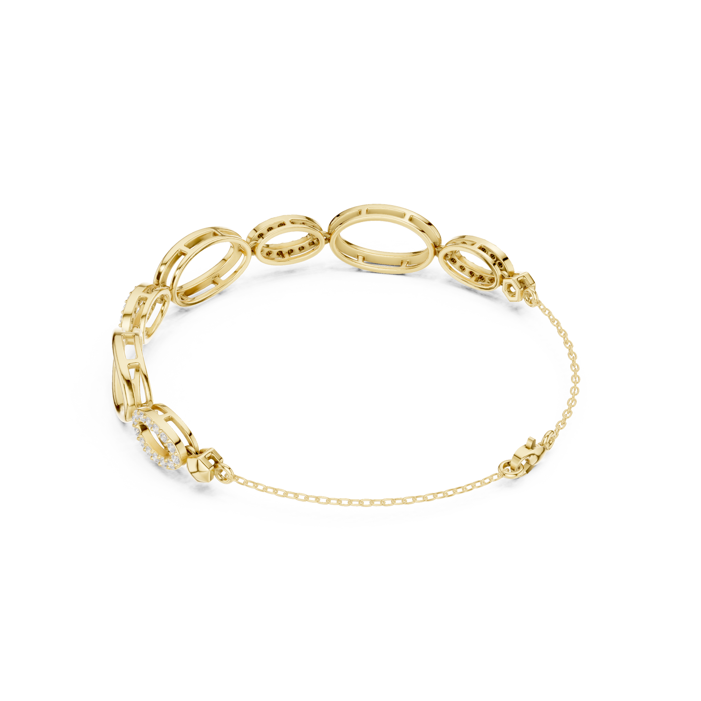 Elegant Oval Link Diamond Bracelet for Women