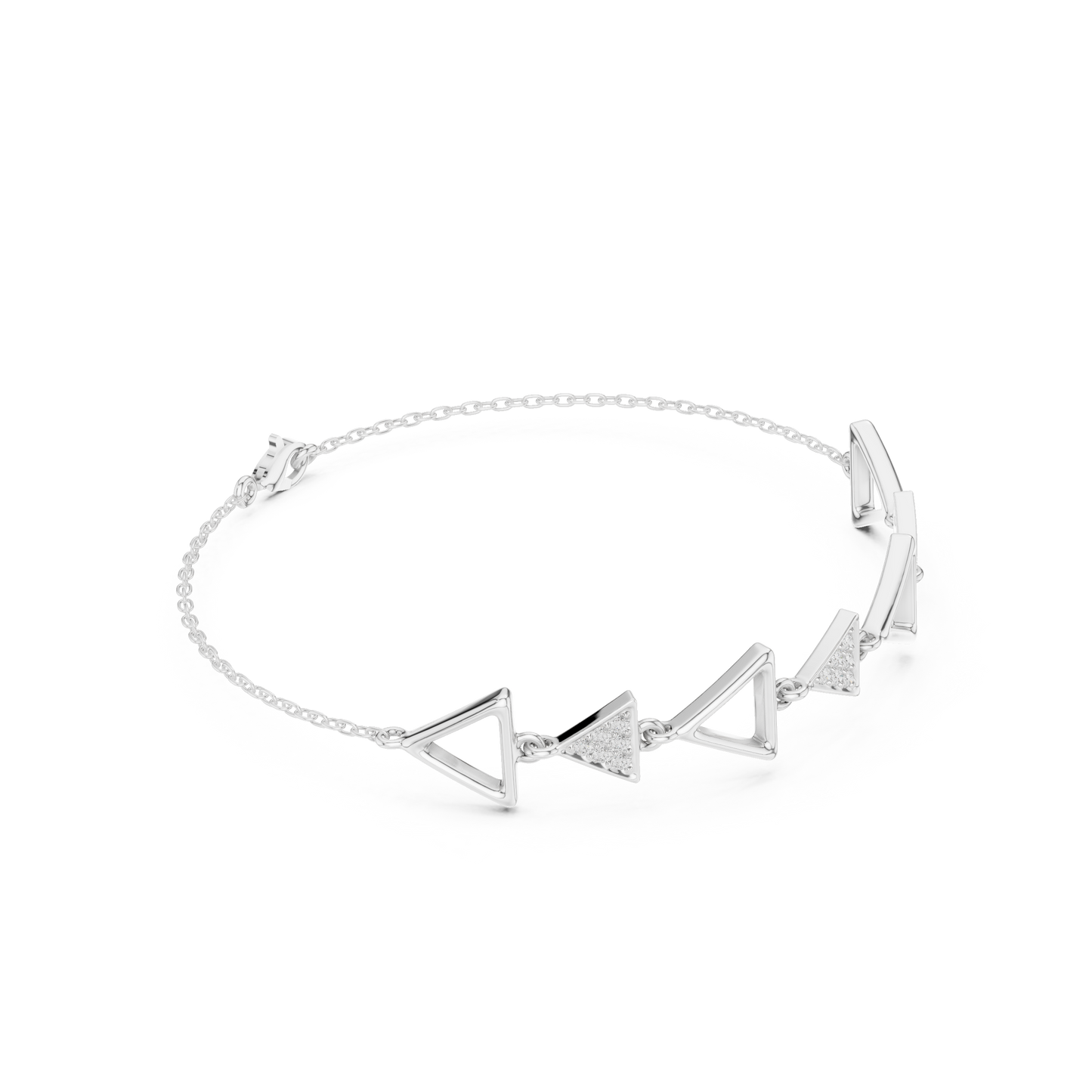 Elegant Triangle Diamond Link Bracelet for Women