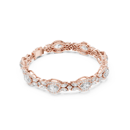 Oval Diamond Floral Link Bracelet