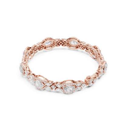 Oval Diamond Floral Link Bracelet