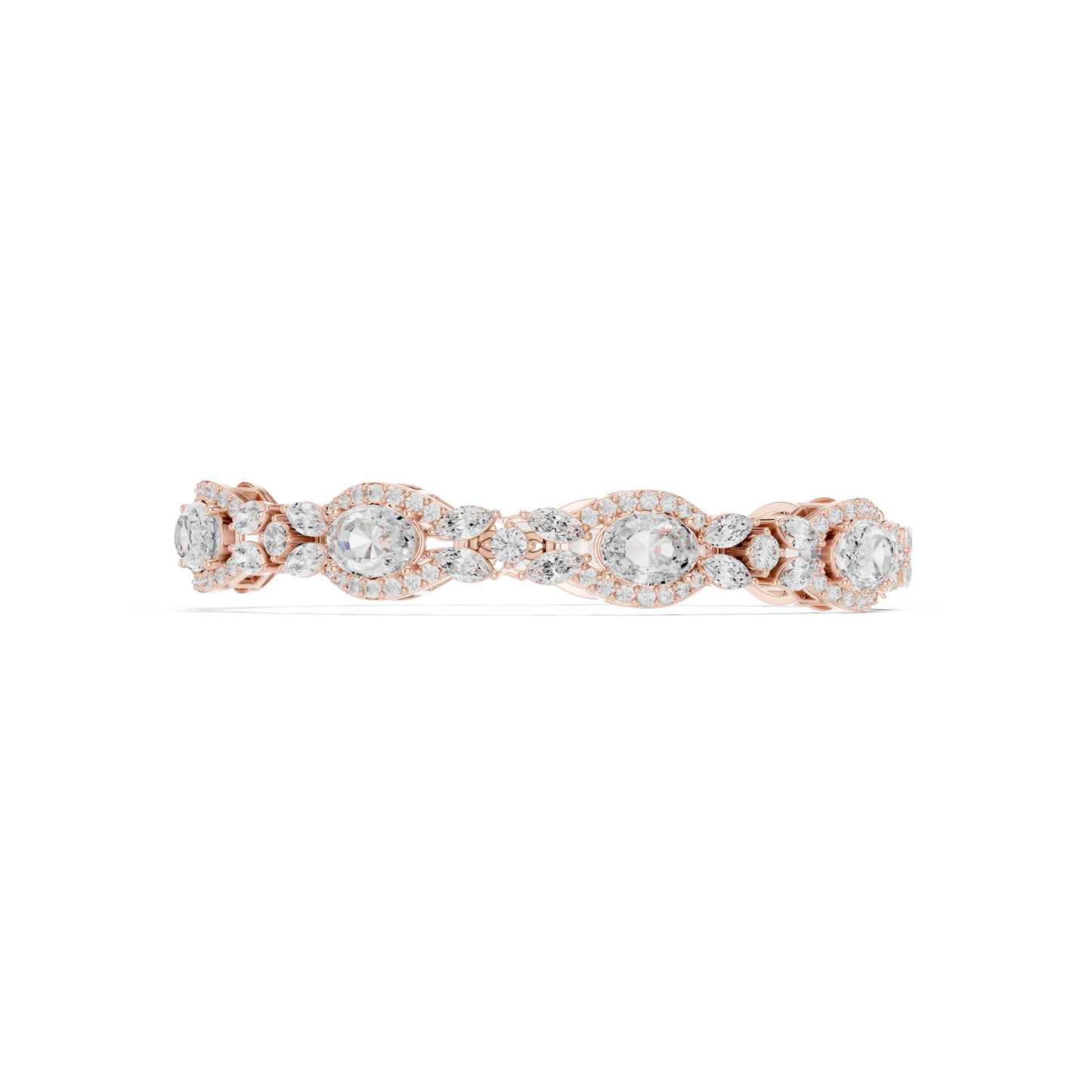 Oval Diamond Floral Link Bracelet