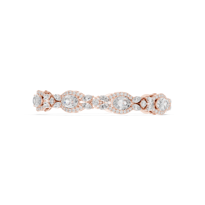 Oval Diamond Floral Link Bracelet
