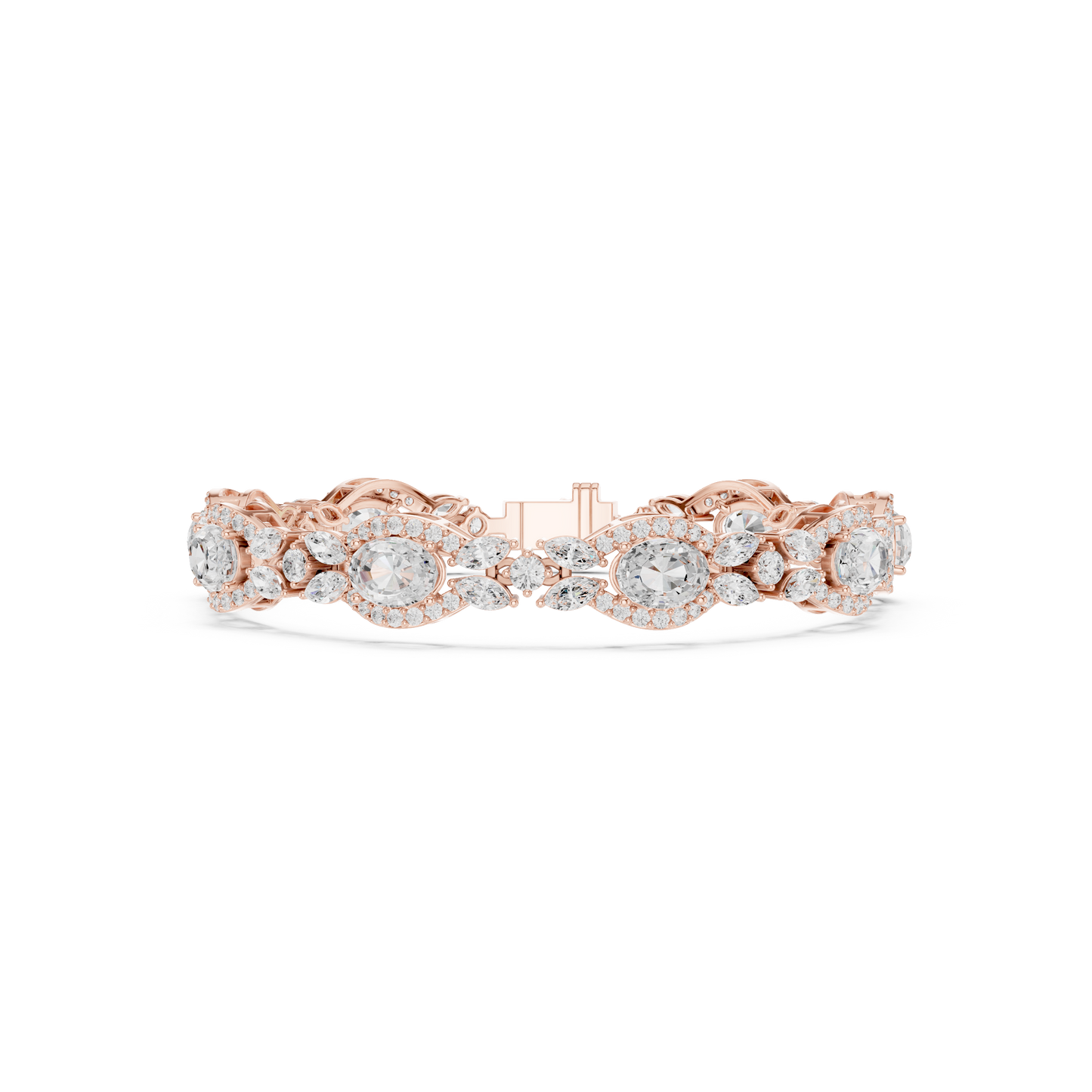 Oval Diamond Floral Link Bracelet