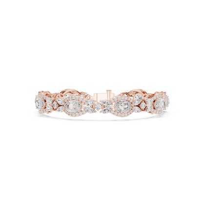 Oval Diamond Floral Link Bracelet
