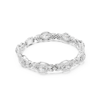Oval Diamond Floral Link Bracelet