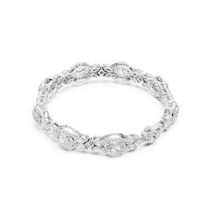 Oval Diamond Floral Link Bracelet