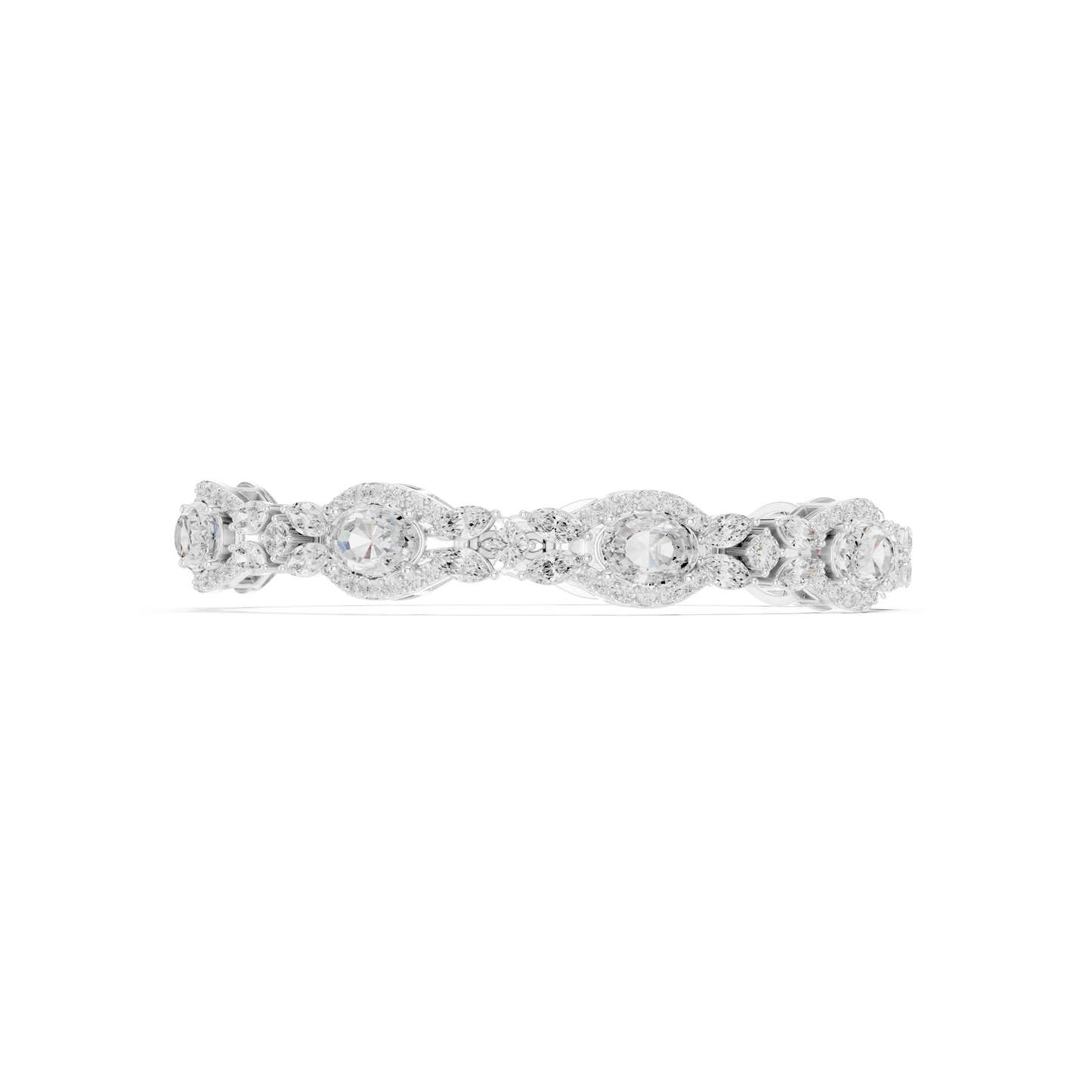 Oval Diamond Floral Link Bracelet
