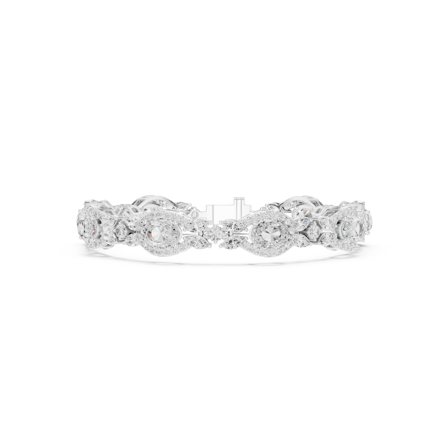 Oval Diamond Floral Link Bracelet
