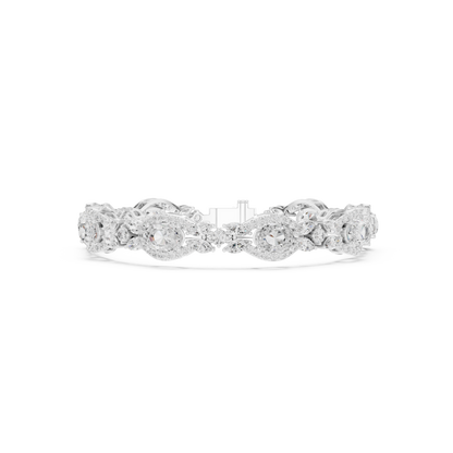 Oval Diamond Floral Link Bracelet