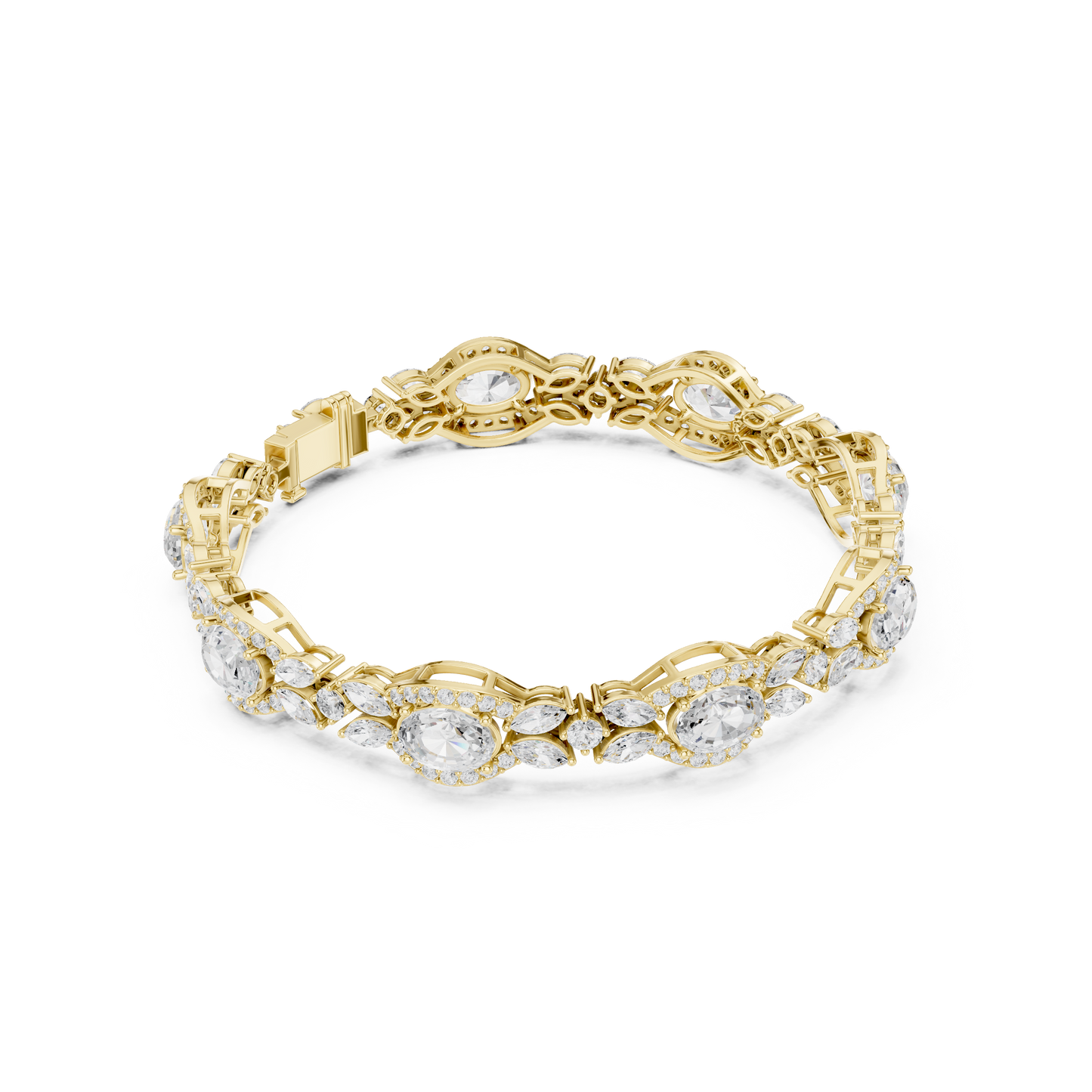 Oval Diamond Floral Link Bracelet