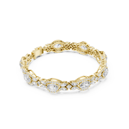 Oval Diamond Floral Link Bracelet
