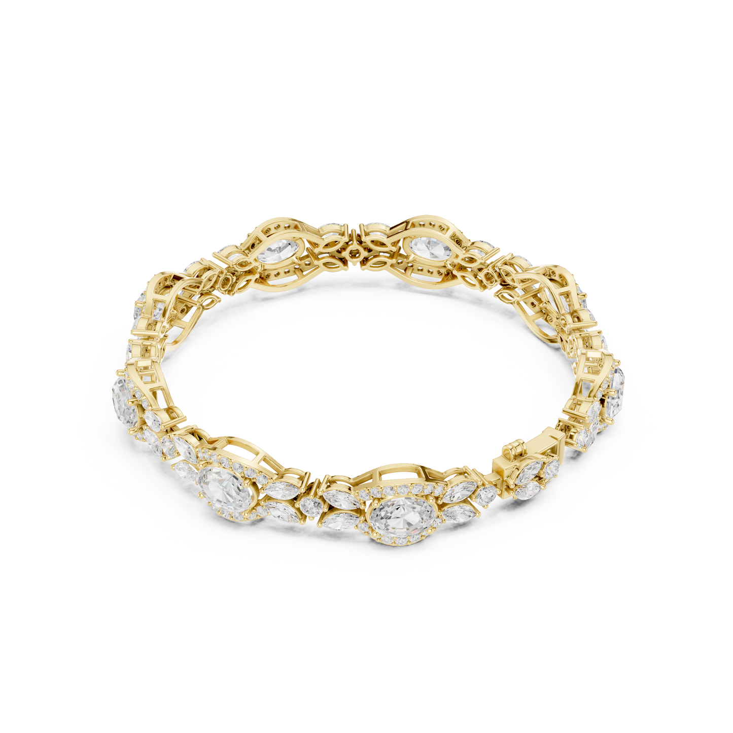 Oval Diamond Floral Link Bracelet