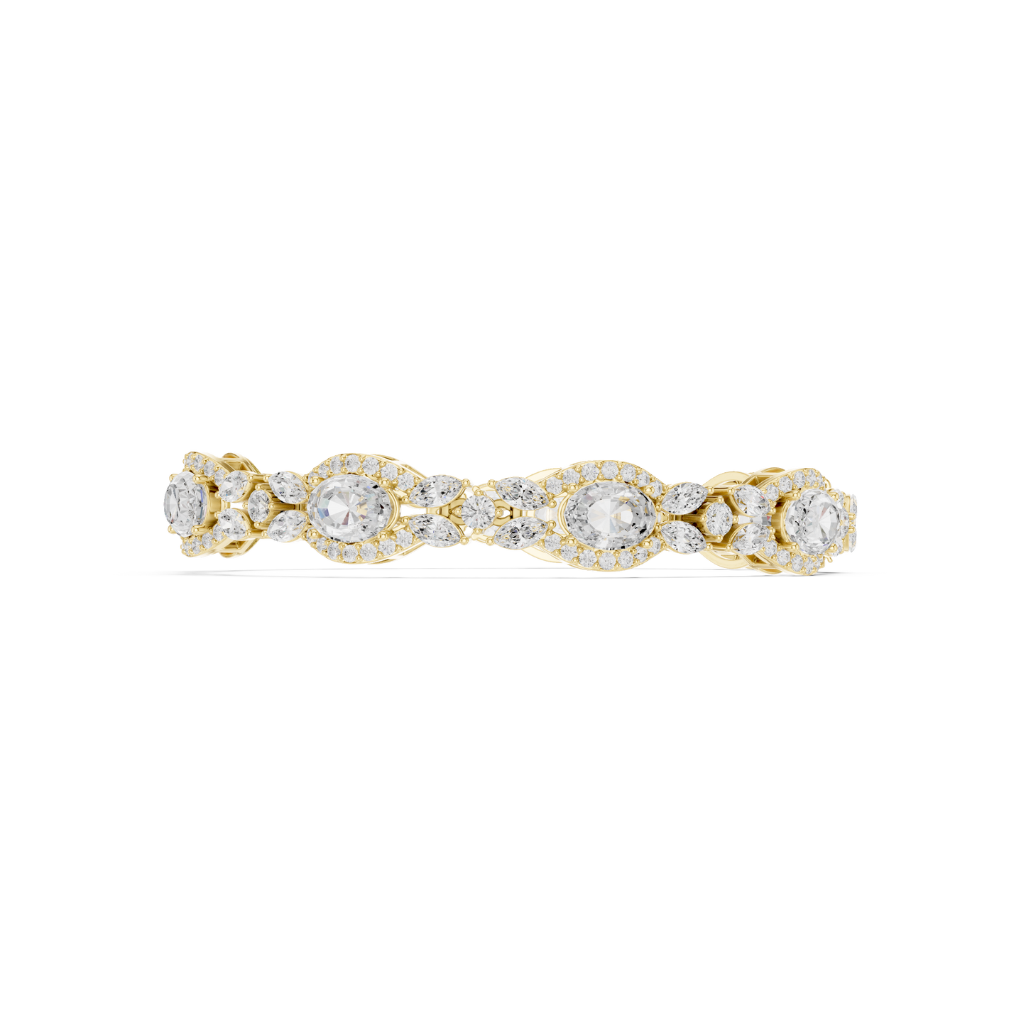 Oval Diamond Floral Link Bracelet