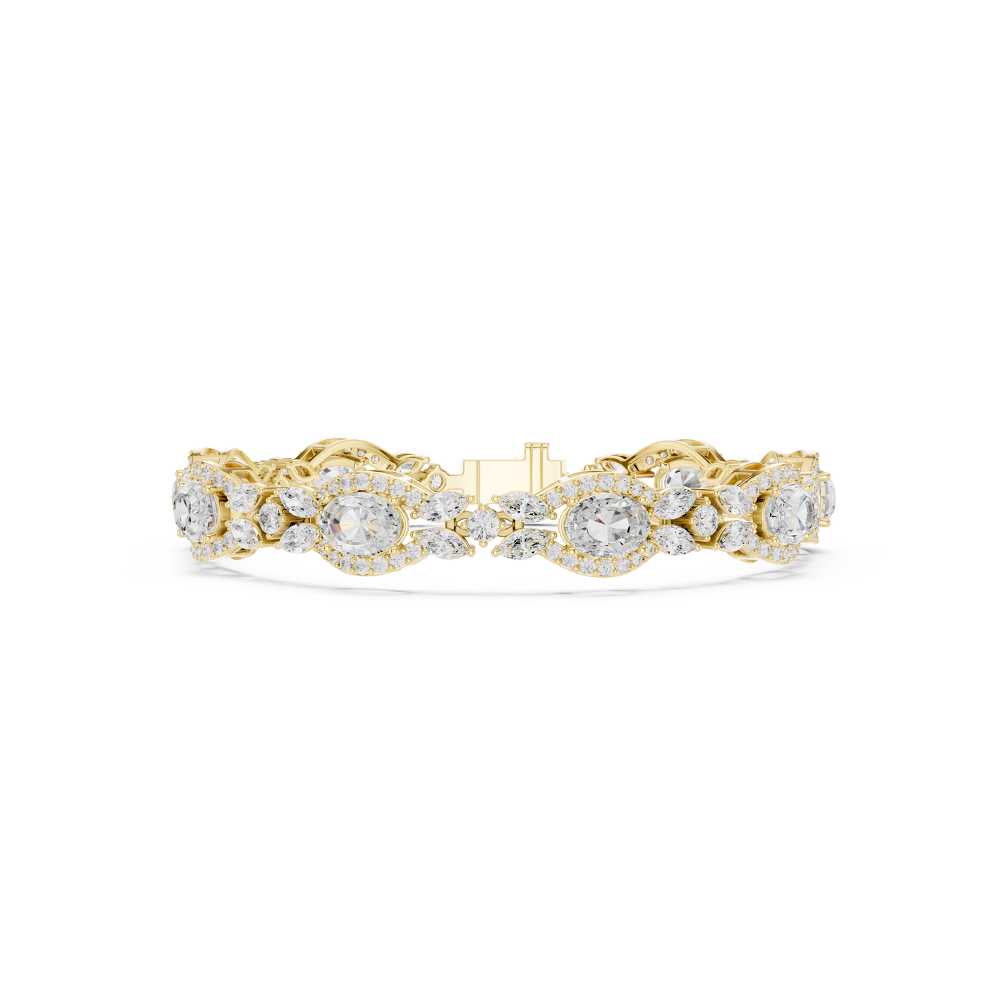 Oval Diamond Floral Link Bracelet