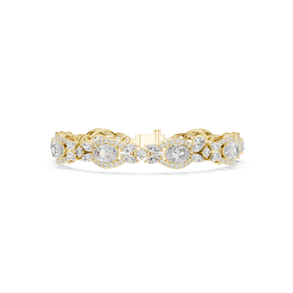 Oval Diamond Floral Link Bracelet