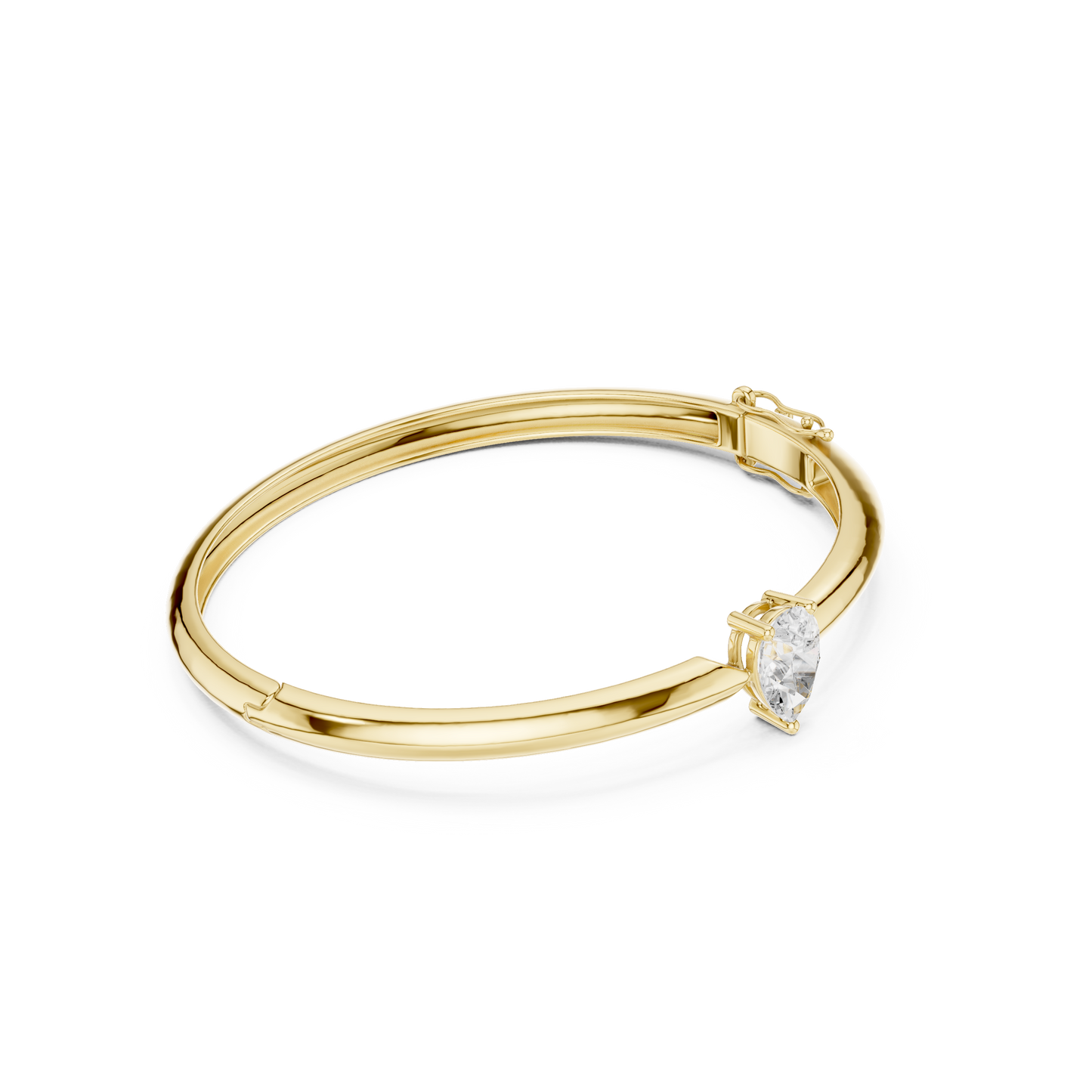 Pear Cut Solitaire Diamond Bangle Bracelet