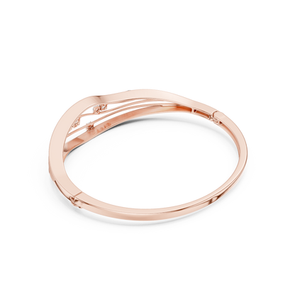 Modern Wave Diamond Open Bangle Bracelet
