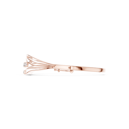 Modern Wave Diamond Open Bangle Bracelet