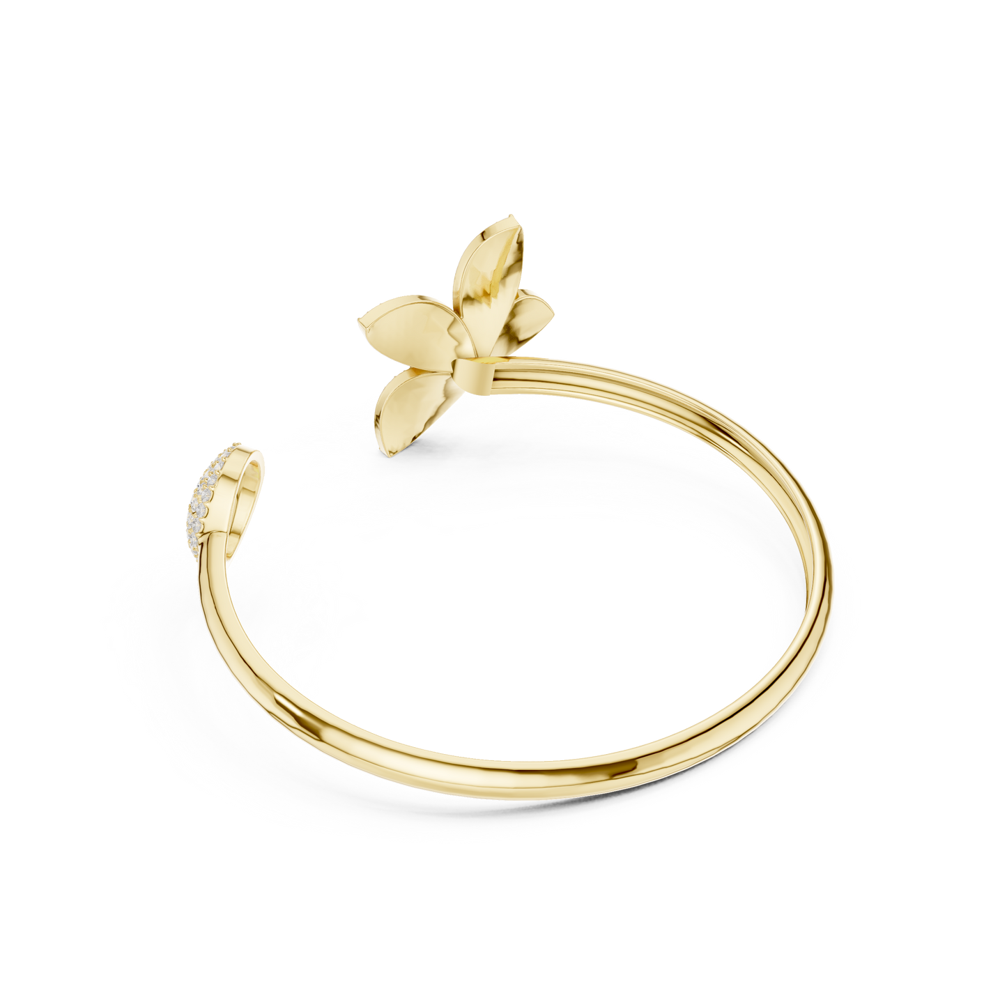 Butterfly Diamond Open Cuff Bracelet