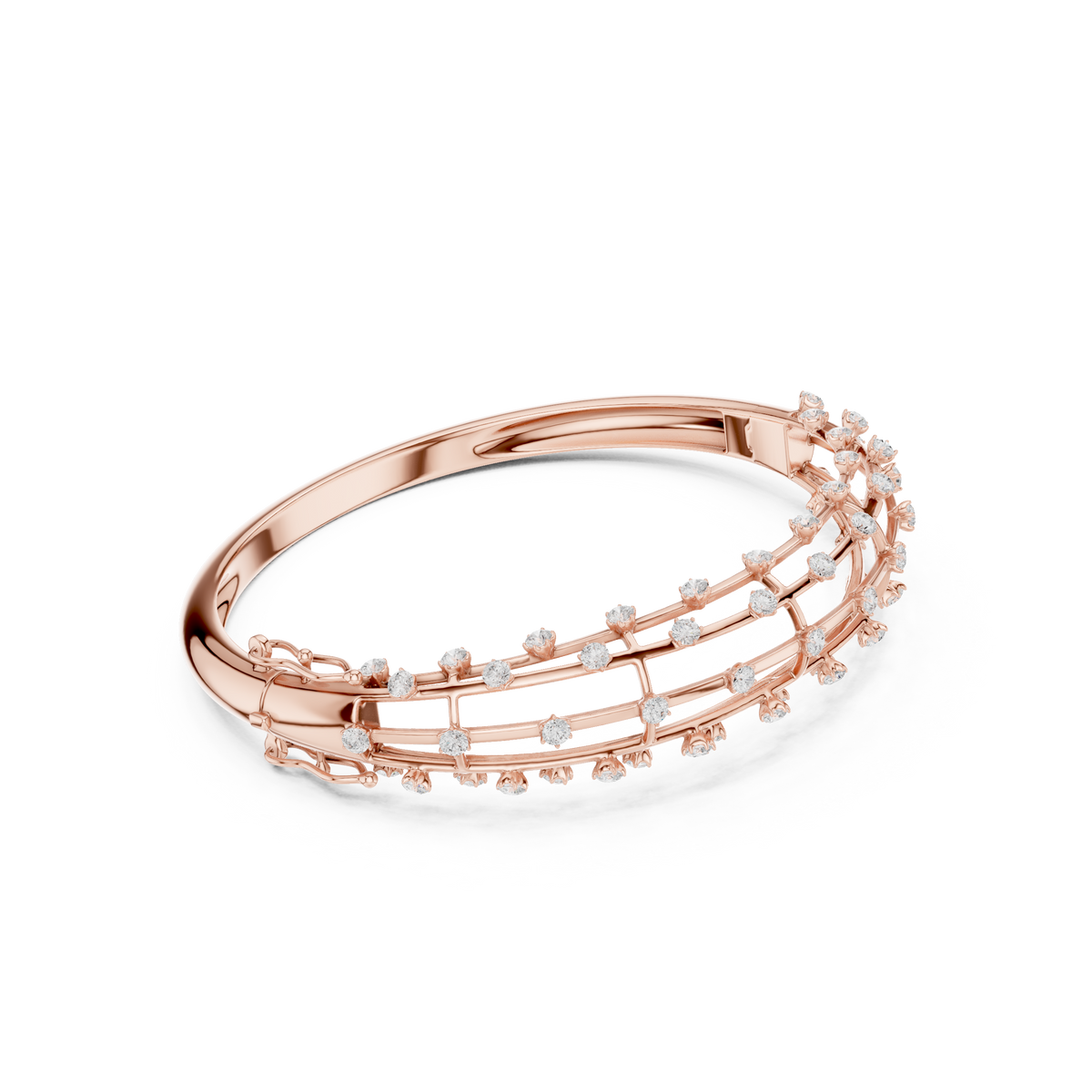 Luxury Diamond Lattice Cage Bangle Bracelet