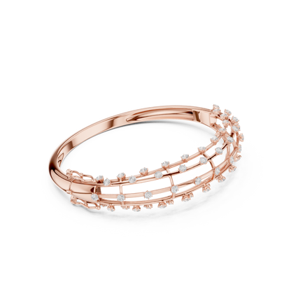 Luxury Diamond Lattice Cage Bangle Bracelet